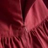 Fustă midi din poplin de bumbac cu talie coborâtă Fustă midi din poplin de bumbac cu talie coborâtă