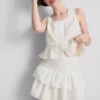 Fustă mini din bumbac, cu straturi și broderie Fustă mini din bumbac, cu straturi și broderie