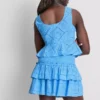 Fustă mini din bumbac, cu straturi și broderie Fustă mini din bumbac, cu straturi și broderie