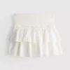 Fustă mini din bumbac, cu straturi și broderie Fustă mini din bumbac, cu straturi și broderie