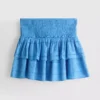 Fustă mini din bumbac, cu straturi și broderie Fustă mini din bumbac, cu straturi și broderie
