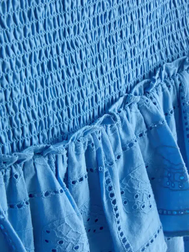 Fustă mini din bumbac, cu straturi și broderie Fustă mini din bumbac, cu straturi și broderie
