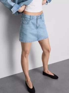 Fustă mini din denim de bumbac