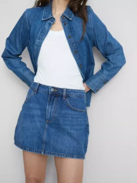 Fustă mini din denim de bumbac