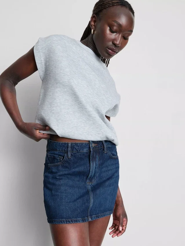 Fustă mini din denim de bumbac Fustă mini din denim de bumbac