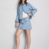 Fustă mini din denim de bumbac Fustă mini din denim de bumbac