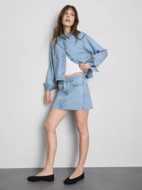 Fustă mini din denim de bumbac