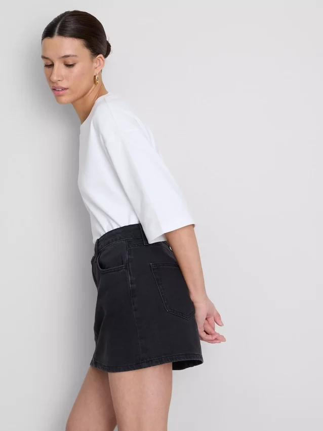 Fustă mini din denim de bumbac Fustă mini din denim de bumbac