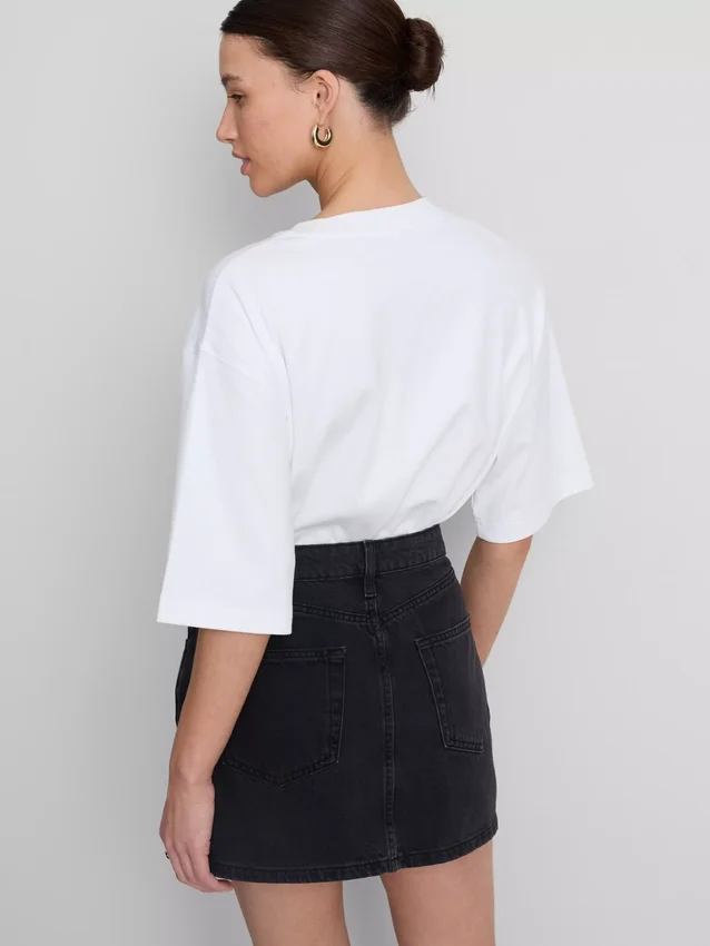 Fustă mini din denim de bumbac Fustă mini din denim de bumbac