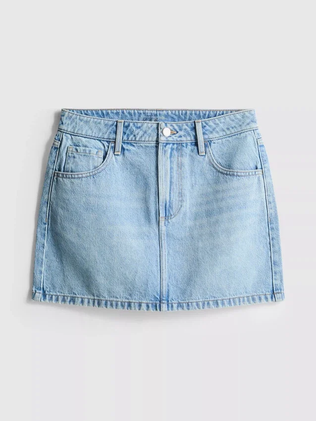 Fustă mini din denim de bumbac Fustă mini din denim de bumbac