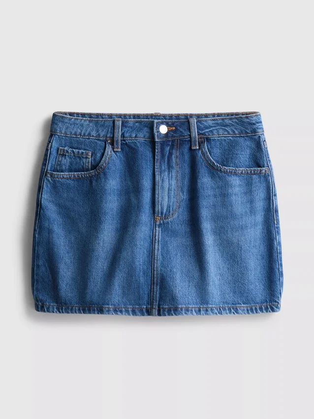 Fustă mini din denim de bumbac Fustă mini din denim de bumbac