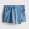 Fustă-pantalon asimetrică din denim de bumbac Fustă-pantalon asimetrică din denim de bumbac