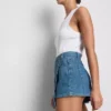 Fustă-pantalon asimetrică din denim de bumbac Fustă-pantalon asimetrică din denim de bumbac