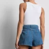 Fustă-pantalon asimetrică din denim de bumbac Fustă-pantalon asimetrică din denim de bumbac