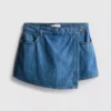 Fustă-pantalon asimetrică din denim de bumbac Fustă-pantalon asimetrică din denim de bumbac