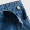 Fustă-pantalon asimetrică din denim de bumbac Fustă-pantalon asimetrică din denim de bumbac