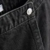 Fustă-pantalon din denim de bumbac cu talie înaltă Fustă-pantalon din denim de bumbac cu talie înaltă
