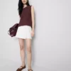 Fustă-pantalon mini din amestec de in, cu legături laterale Fustă-pantalon mini din amestec de in, cu legături laterale