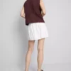 Fustă-pantalon mini din amestec de in, cu legături laterale Fustă-pantalon mini din amestec de in, cu legături laterale