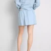 Fustă-pantalon mini din amestec de in, cu legături laterale Fustă-pantalon mini din amestec de in, cu legături laterale