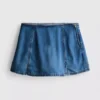 Fustă-pantalon mini din denim de bumbac Fustă-pantalon mini din denim de bumbac