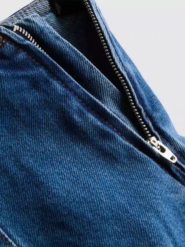 Fustă-pantalon mini din denim de bumbac Fustă-pantalon mini din denim de bumbac