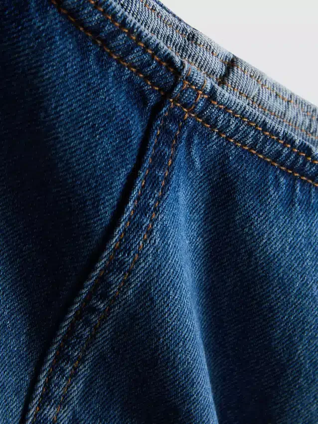 Fustă-pantalon mini din denim de bumbac Fustă-pantalon mini din denim de bumbac