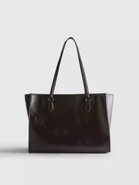 Geantă tote din imitație de piele cu efect de crăpături