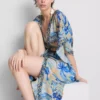 Haină de plajă midi cu imprimeu, în stil wrap Haină de plajă midi cu imprimeu, în stil wrap