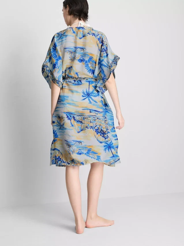 Haină de plajă midi cu imprimeu, în stil wrap Haină de plajă midi cu imprimeu, în stil wrap