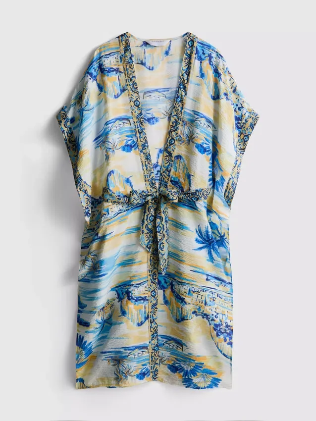Haină de plajă midi cu imprimeu, în stil wrap Haină de plajă midi cu imprimeu, în stil wrap