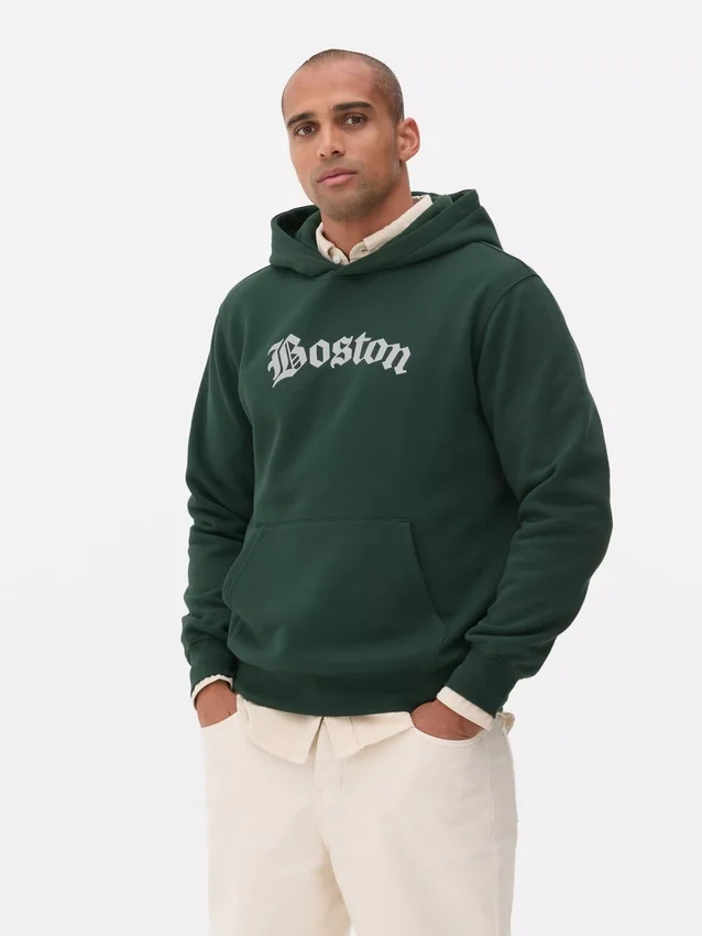 Hanorac cu glugă și imprimeu Boston Hanorac cu glugă și imprimeu Boston