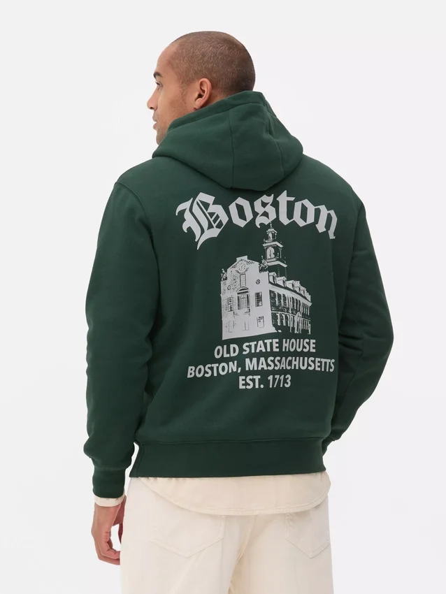 Hanorac cu glugă și imprimeu Boston Hanorac cu glugă și imprimeu Boston