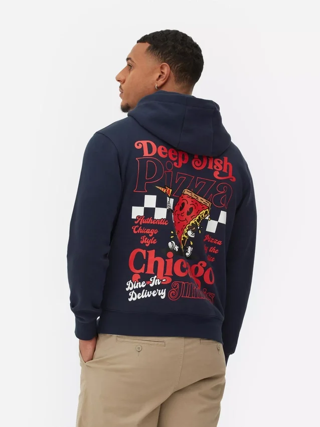 Hanorac cu grafică „Chicago deep dish” Hanorac cu grafică „Chicago deep dish”