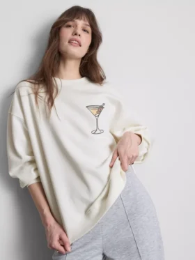 Hanorac cu imprimeu grafic „Martini”, cu conținut ridicat de bumbac