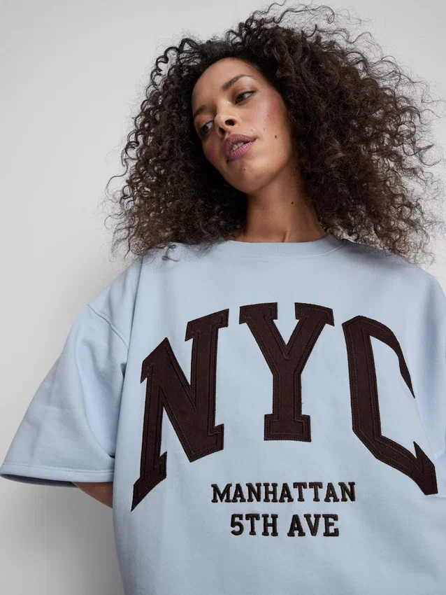 Hanorac cu mâneci căzute, din bumbac, marca NYC Hanorac cu mâneci căzute, din bumbac, marca NYC