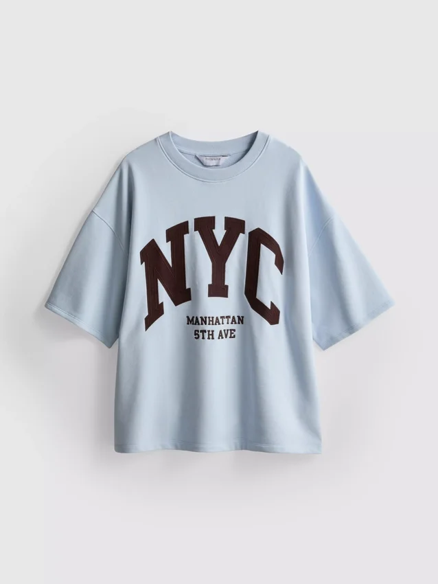 Hanorac cu mâneci căzute, din bumbac, marca NYC Hanorac cu mâneci căzute, din bumbac, marca NYC