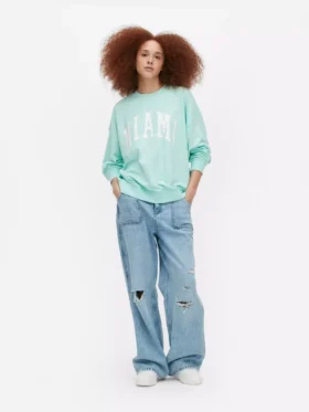 Hanorac oversized cu inscripția „Miami”