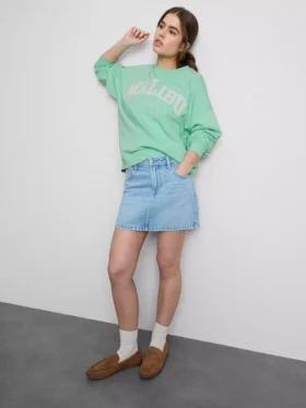Hanorac oversized din bumbac cu model Malibu
