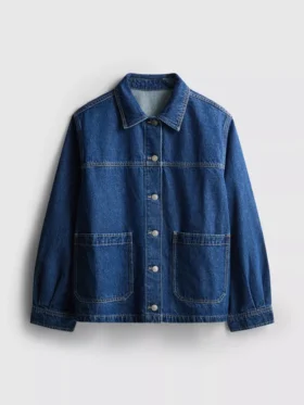 Jachetă din denim cu buzunare aplicate din bumbac