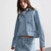 Jachetă din denim cu buzunare aplicate din bumbac Jachetă din denim cu buzunare aplicate din bumbac