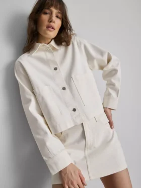 Jachetă din denim cu buzunare aplicate din bumbac