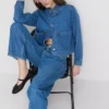 Jachetă din denim cu buzunare aplicate din bumbac