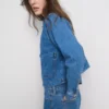 Jachetă din denim cu buzunare aplicate din bumbac