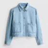 Jachetă din denim cu buzunare aplicate din bumbac Jachetă din denim cu buzunare aplicate din bumbac