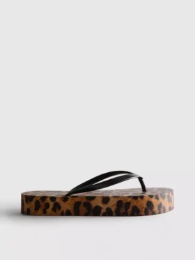 Șlapi cu platformă și imprimeu leopard