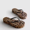 Șlapi cu platformă și imprimeu leopard