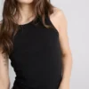 Maiou cu spate în formă de U, cu nervuri, din bumbac Maiou cu spate în formă de U, cu nervuri, din bumbac