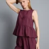 Maiou cu tiv peplum în dungi Maiou cu tiv peplum în dungi