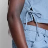 Maiou din denim de bumbac cu legături laterale Maiou din denim de bumbac cu legături laterale